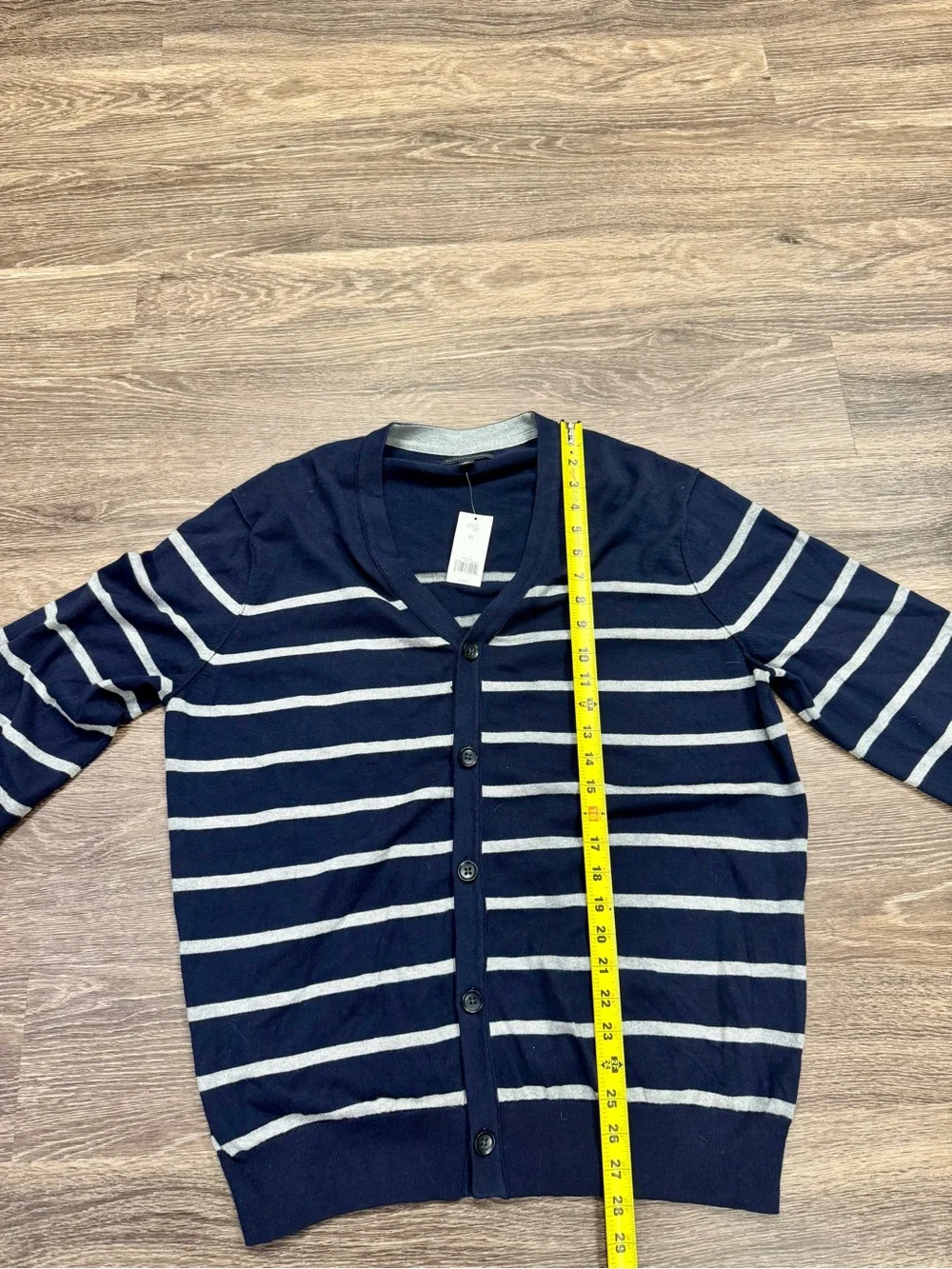 Banana Republic Men’s XL Navy Gray Striped Button Cardigan Sweater NWT